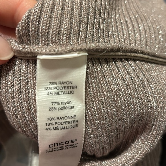 Chico"s Taupe tan scoop neck lightweight sweater size 0 - Picture 6 of 8